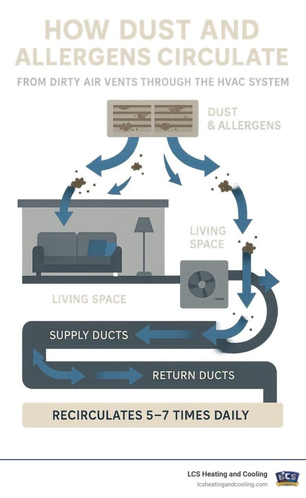 weak airflow from HVAC vent due to dirty duct system