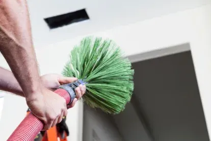 rotary brush air duct cleaning removing dust buildup HVAC system,Des Moines
