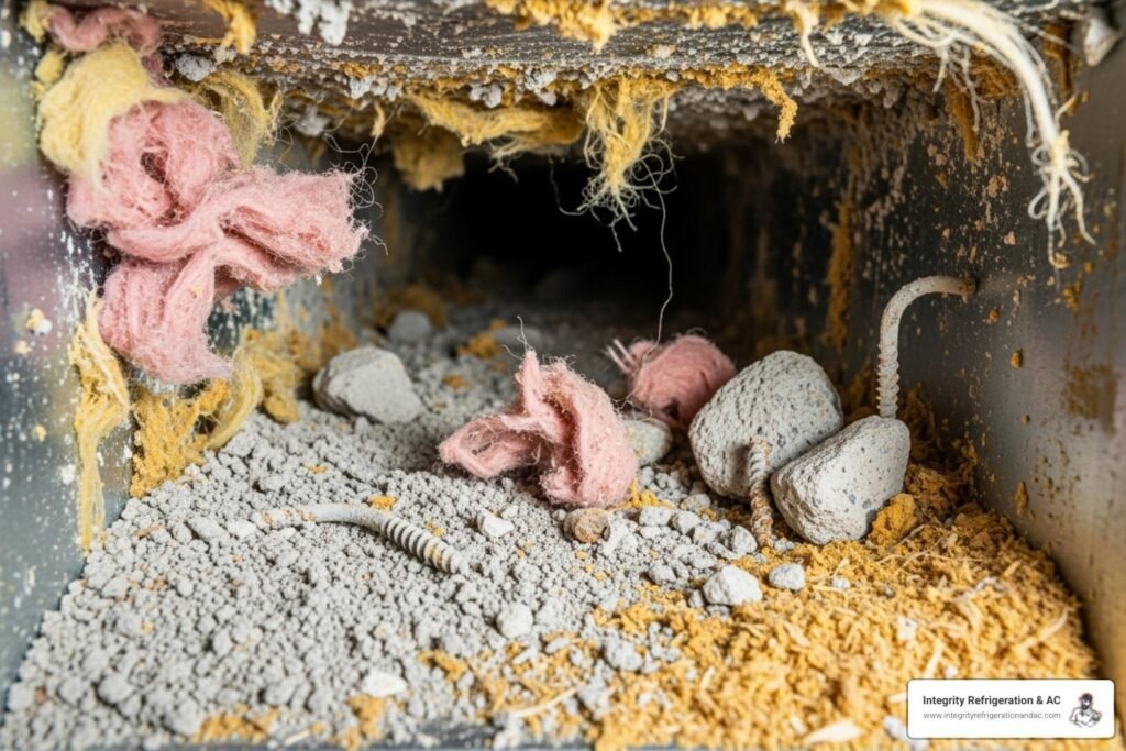construction dust inside air ducts after renovation requiring cleaning
